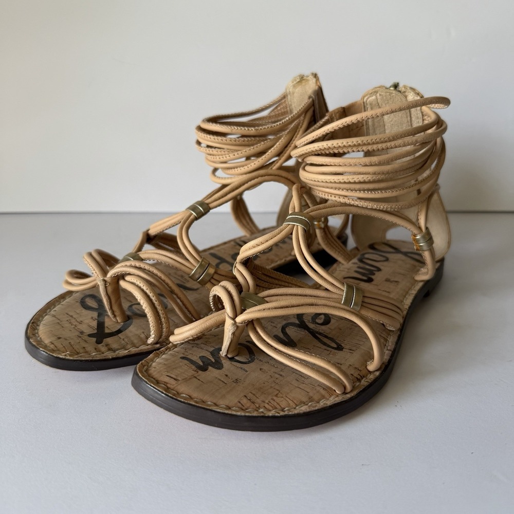 Sam Edelman Gianni Sandals Women's Size 6.5 Gladiator Tan Nude Leather